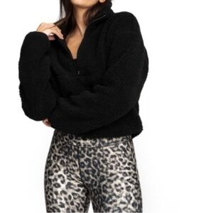 Good American cropped fleece pullover 
Teddy‎ Jacket Black Size 1